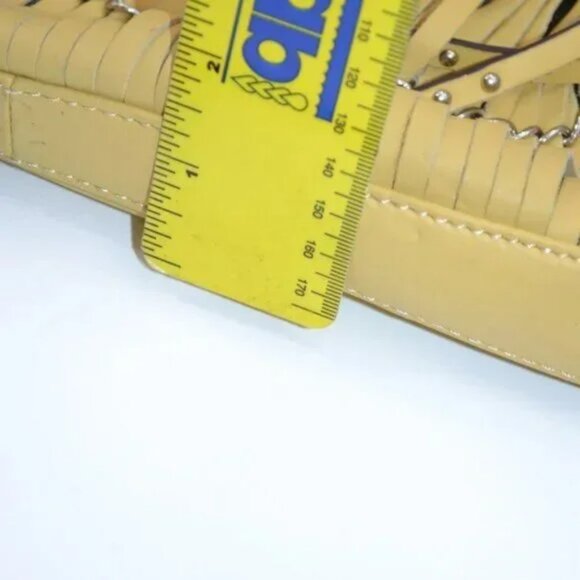 Makowsky Structured Yellow Mustard Soft Leather Silver Chain Bag Tote Purse Bag - Picture 14 of 14